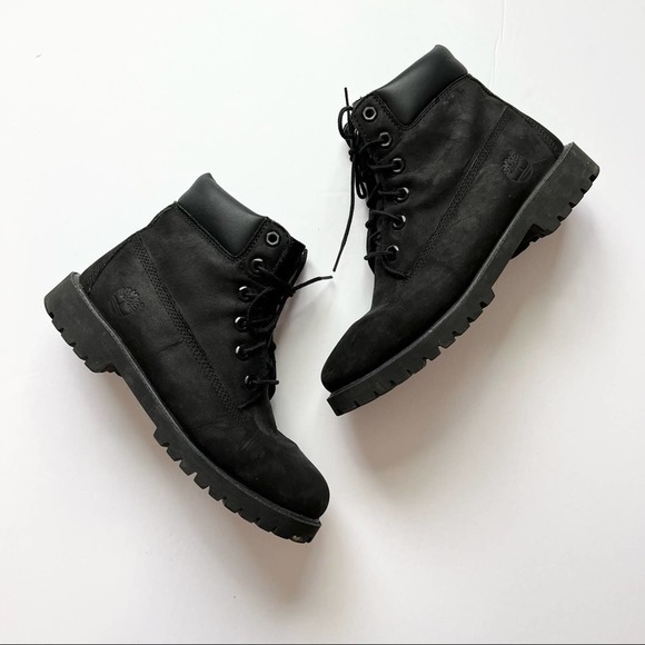 Timberland juniors all black waterproof boots Size 6 premium black nubuck 6 inch - Picture 14 of 16